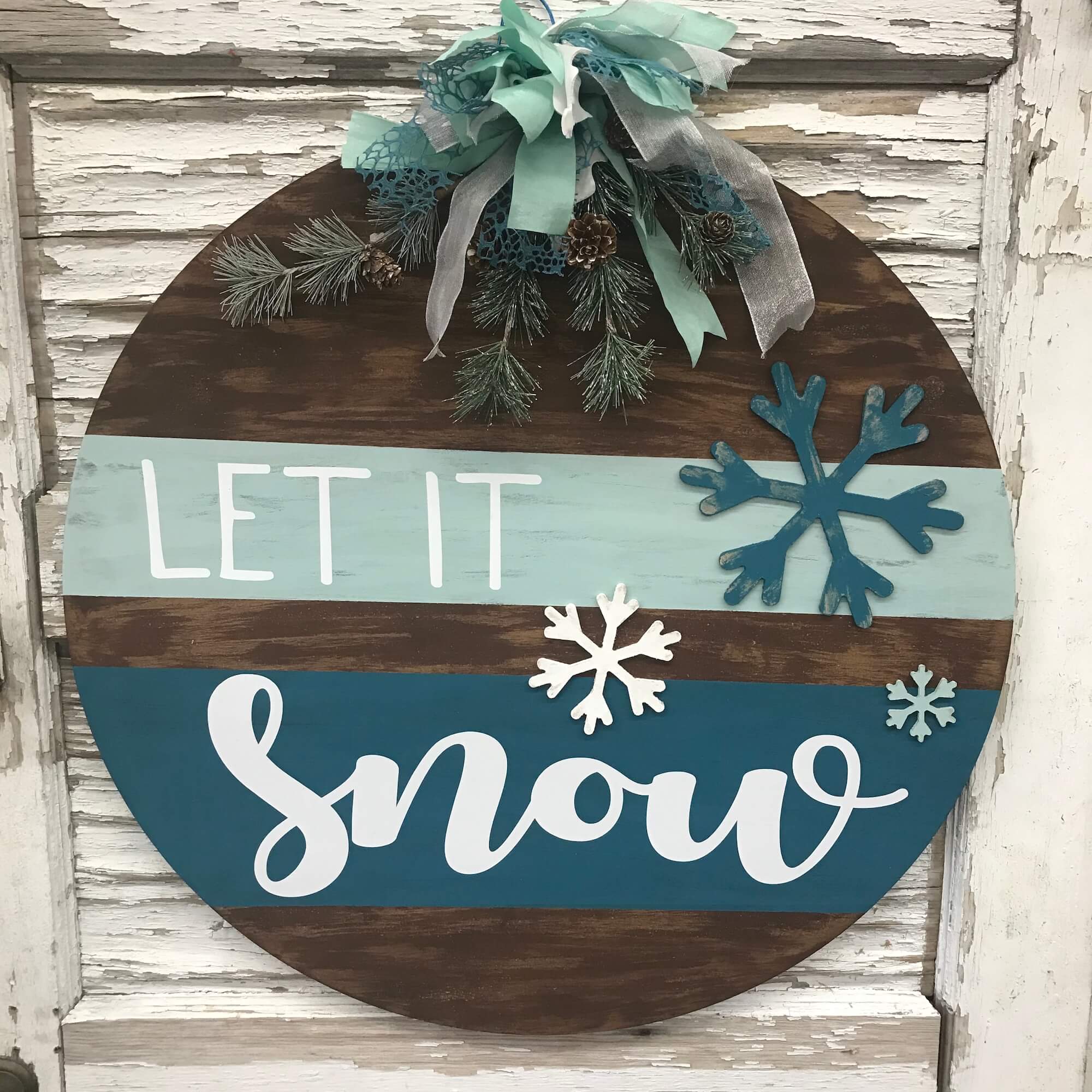 LET IT SNOW Snowman Door Hanger- Winter - Unfinished Wood - Wooden
